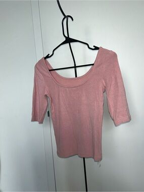 Women's ballet Pink Scoop Neck Three-Quarter Sleeve Top